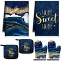 6 Pcs Blue Kitchen Decor Kitchen Towels (Blue)