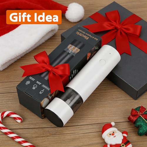 Rechargeable Electric Salt and Pepper Grinder Set (White)