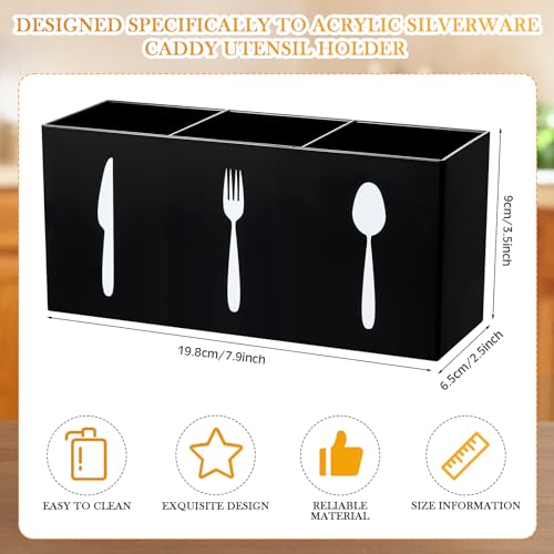 Acrylic Silverware utensil holder 3 Section (Black / M)