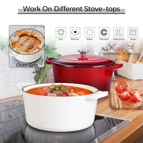 7QT Enameled Dutch Oven (7 QT-Round / White)