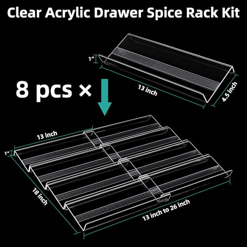 Acrylic Spice Drawer Organizer (8 Pack)