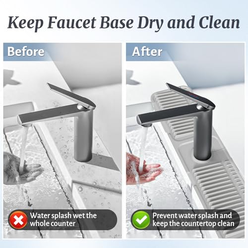24 Inch Faucet Mat for Kitchen Sink Splash Guard (Light Grey / 23.6" x 5.5")