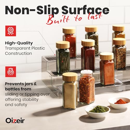 3 Tier Expandable Spice Rack Organizer for Cabinet (2-Pack / Clear)