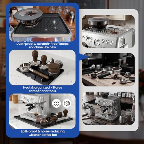 3-in-1 Silicone Mat for Breville Espresso Machine 870/880: Coffee Bar Mat + Top Mat + Tamping Mat – Food-Grade Silicone, Waterproof, Non-Slip, Heat-Resistant, Breville Espresso Machine Accessories