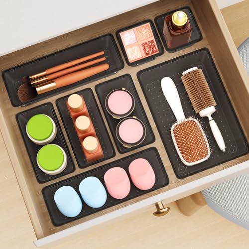 12 PCS Drawer Organizer Set (Black / 12 Pcs)