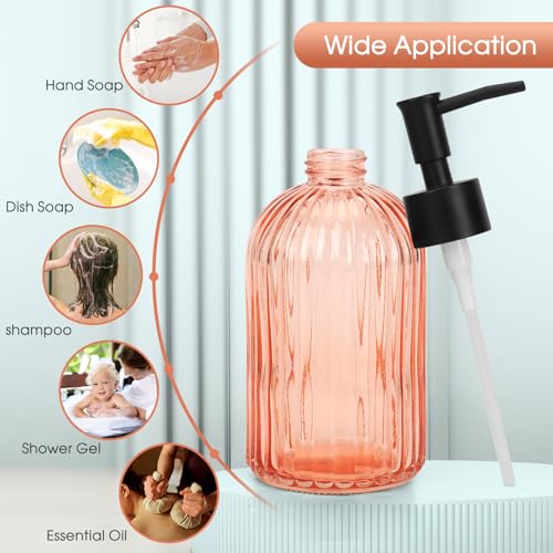 Stripe Glass Soap Dispenser with Black Plastic Pump (Plastic Pump / Stripe-orange)