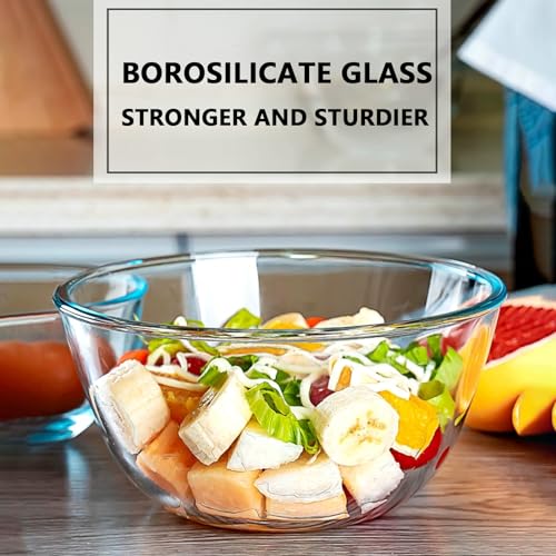 5 Quart Deep Big Glass Bowl with Lid (Gray)