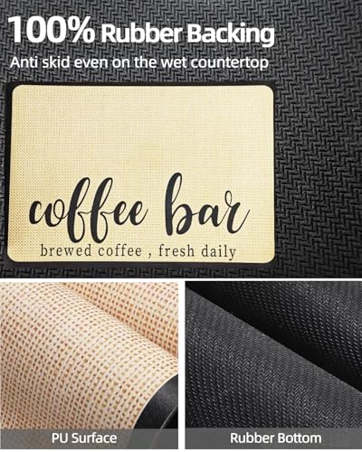 Coffee Mat 16"x24" Coffee Bar Mat Rubber Backed Bar Accessories Super Absorbent Dish Drying Mats for Kitchen Counter (23.6" x 15.7")