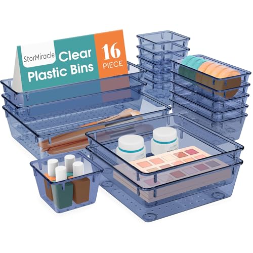 16 PCS Drawer Organizer Set (Dark Blue / 16 PCS)