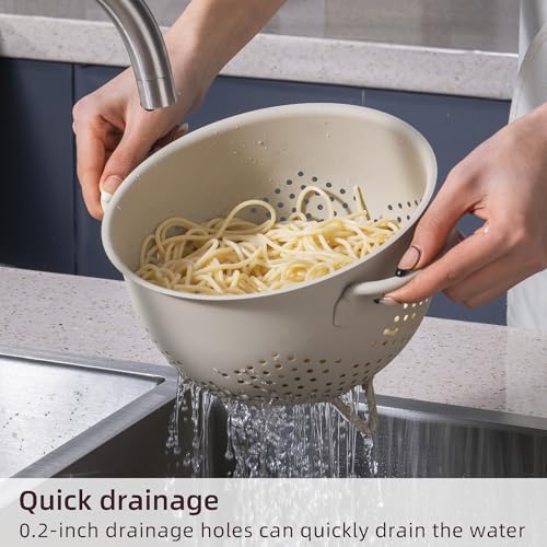 Metal Colander 5 Quart Powder Coated Self (Sand Yellow)