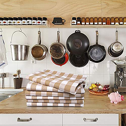 Kitchen Towels Set of 6 Buffalo Checks Taupe (20" x 30" (Set of 6) / 013 Taupe/White - Check)