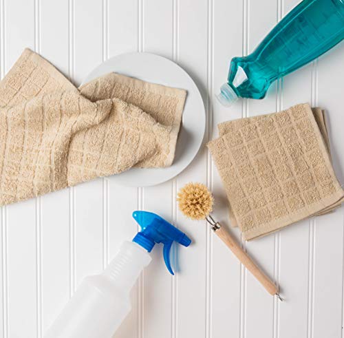 Basic Terry Collection Solid Windowpane Dishcloth Set (Beige / 12x12")