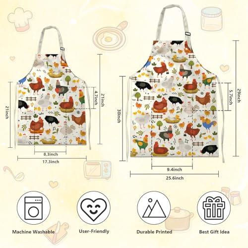 Chicken Cooking Kitchen Apron Set (Animals-chicken)