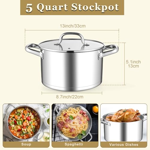 5Qt Stockpot with Lid (5 Quarts)