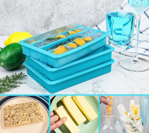 Silicone Ice Cube Trays for Water Bottles Ice Cube Mold 12 Cavity (Blue)