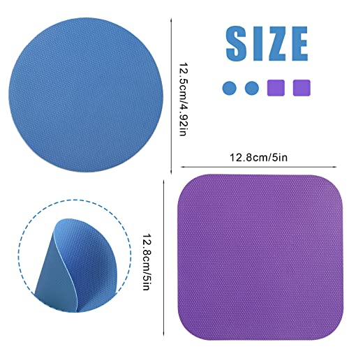 4pcs Jar Opener Gripper Pad for Seniors with Weak Hands (Light Blue Round+Purple Square)