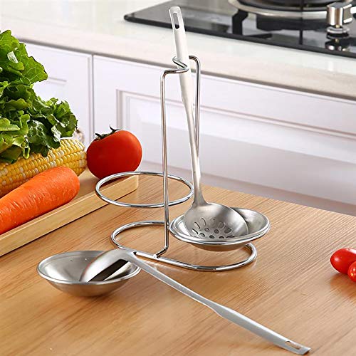 Steel Double Vertical Spoon Rest Ladles holder with 4 inch bowls (Silver Double)
