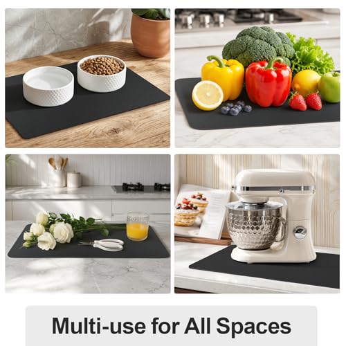Dish Drying Mat for Kitchen Counter (Black / 16" x 20")
