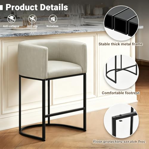 26" H Counter Height Bar Stools Set of 4 (Grayish White / Set of 4)