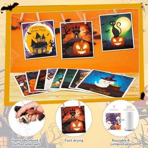8 Pack Halloween Swedish Dishcloths Reusable (8 Pack-halloween Days)