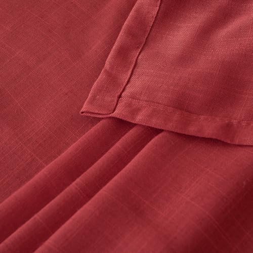 Red Linen Cafe Curtains 36 Inch Length (Red / 24"W x 36"L (Pack of 2))