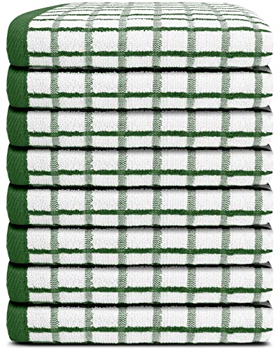 Premium Dish Towels for Kitchen (Green / Dish Towels 8-Pack, 16x26 Inches)