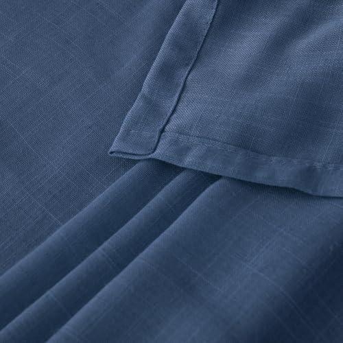 Navy Blue Linen Curtains 63 Inch Length for Living Room (Navy / 52"W x 63"L (Pack of 2))