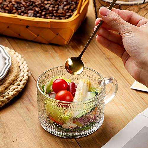 Vintage Glass Coffee Mugs with Spoon (Amber)