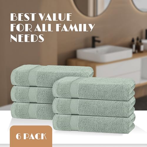 Wealuxe Green Bath Towels 24x50 Inch (Mint Green / Bath Towels 6-Pack, 24x50 Inches)