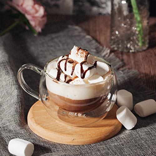 BTaT Double Walled Glass Coffee Mugs (Clear / 9 oz Coffee, Set of 4)