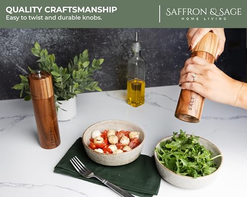 Saffron & Sage Premium Acacia Wood Salt and Pepper Grinder Set of 2