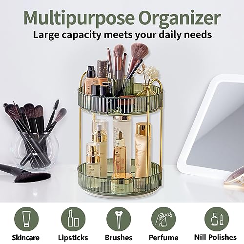 360 Rotating Makeup Organizer (Green / New-2 Tier)