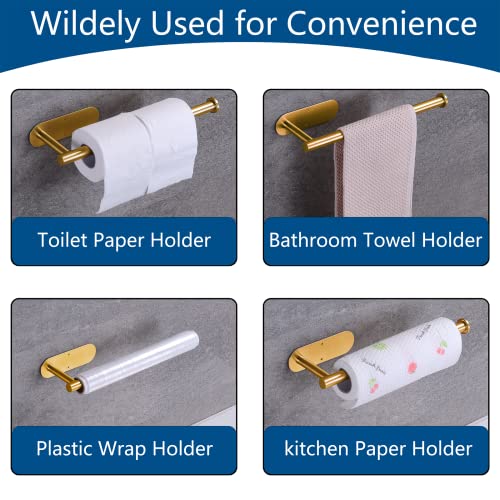 Paper Towel Holder with 2 Hooks (Gold)