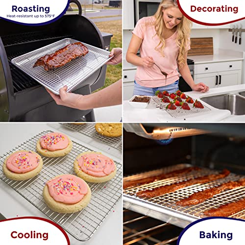 Stainless Steel Cooling Rack for Cooking and Baking (10" x 15" Jelly Roll - 1 PC)