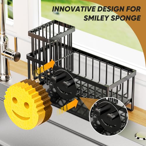 Sponge Holder for Kitchen Sink (1 Tier Black)
