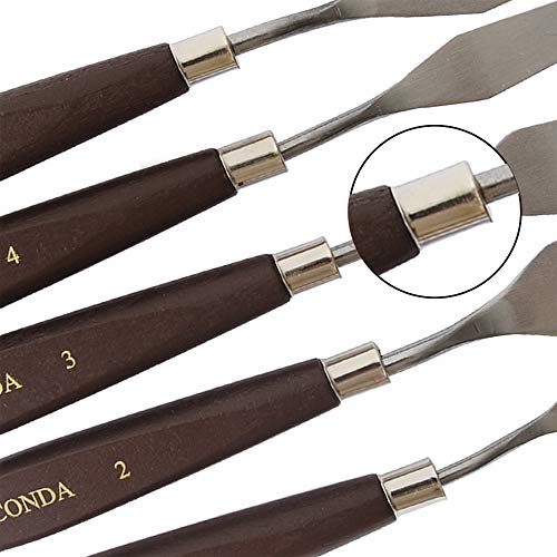 Palette Knife Painting Stainless Steel Spatula Palette Knife Oil Paint Metal Knives Wood Handle (5-Rot)