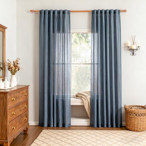 72 Inches Long Semi Sheer Curtains Light Filtering Window Drapes Door Curtains for Closet Doorways (50"W x 72"L (Pack of 2) / Dusty Blue-new)