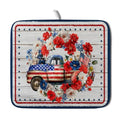 American Flag Dish Drainer Mat Flowers Absorbent Dish Rack Pad for Kitchen Coffee Bar Sinks (Patriotic Truck Blue / 18" x 16")
