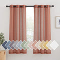 Burnt Orange Linen Curtains 63 inch Length 2 Panels Set (36"W x 63"L (Pack of 2) / Burnt Orange)