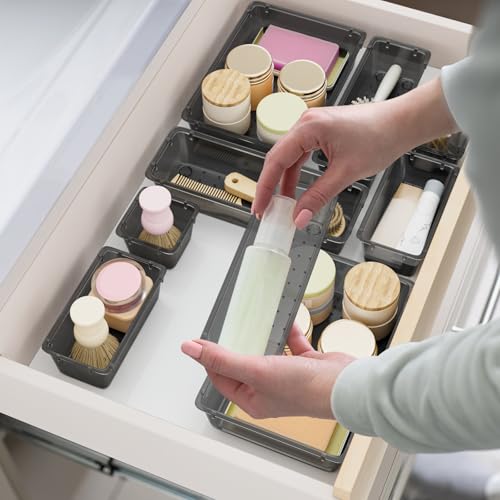 15 PCS Plastic Drawer Organizer Set (Black)