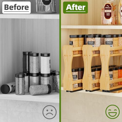 Pull Out Spice Rack Organizer for Cabinet (7.7" Wide, 3 Drawers)
