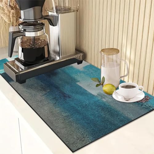 Coffee Mat for Countertops (Teal White Grey)