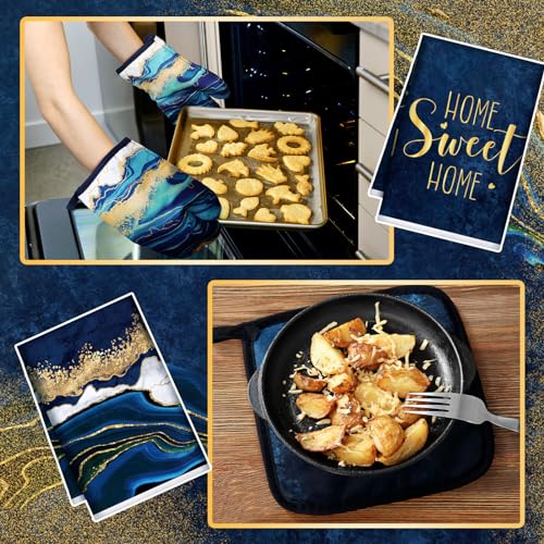6 Pcs Blue Kitchen Decor Kitchen Towels (Blue)