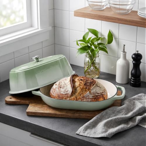 Enameled Cast Iron Dutch Oven Pot with Dome Lid (Green)