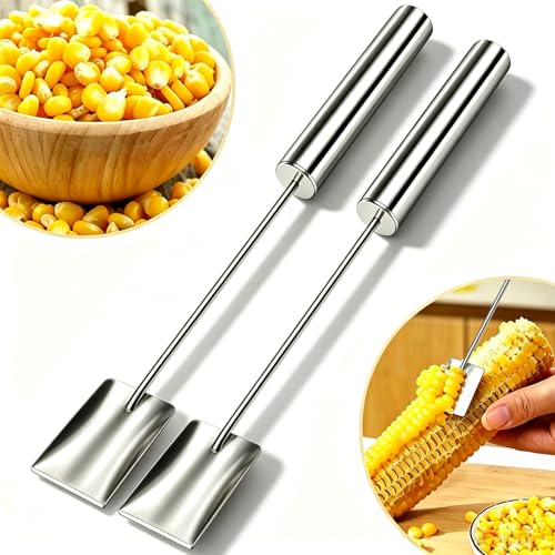 2 Packs Corn Peeler for Corn on the Cob (Silver)