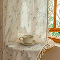 Boho Floral Linen Farmhouse Curtains 84 Inch Length 2 Panels Semi (Blue and Orange / 50"W x 84"L (Pack of 2))