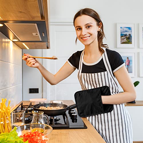 5Pack Pot Holders for Kitchen Heat Resistant Cotton Potholder Multipurpose Hot Pad Machine Washable Oven Mitts with Pocket Potholders for Baking and Cooking 8.9 x 6.9 in Gray Black (Black&gray)