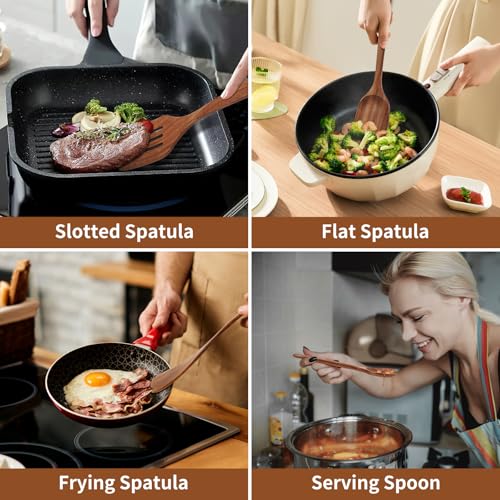 4 Pack Teak Wood Spatula for Cooking