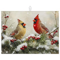 Winter Cardinal Bird Dish Drying Mat for Kitchen Counter Snow Drying Pad Absorbent Reversible Dish Drainer Rack Mats Draining Pad 18"x24"Inch