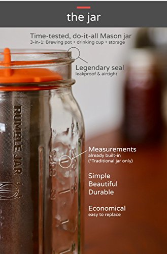 Next Gen Cold Brew Coffee Maker for Mason Jars (32oz / Traditional Mason jar w/ Dark Black cap)